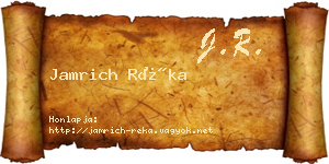 Jamrich Réka névjegykártya